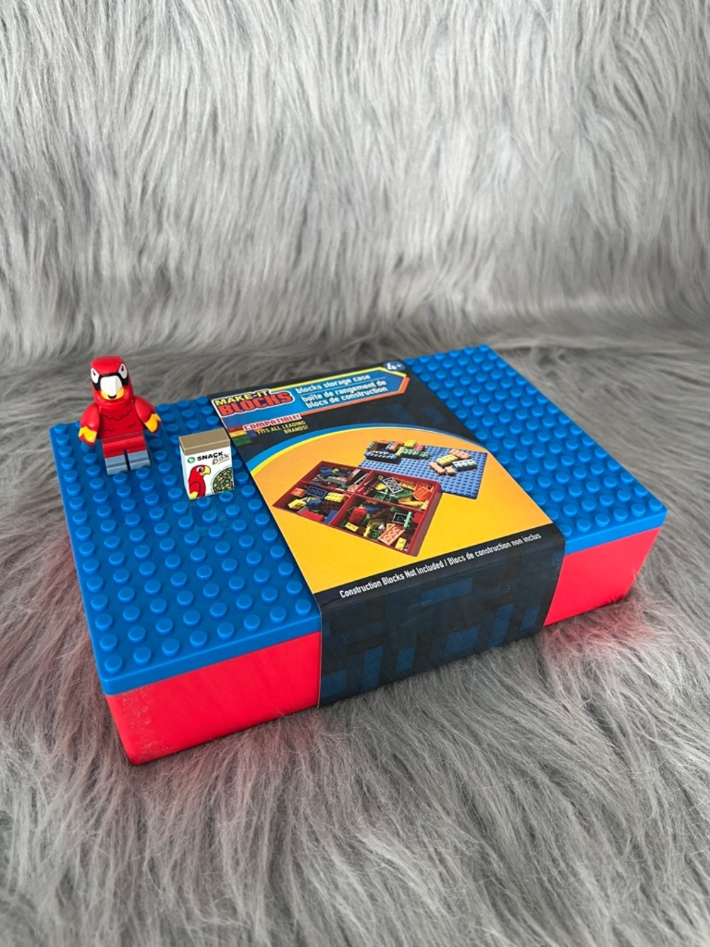 Lego bricks Baseplate Storage Box - Blue & Red • NWT